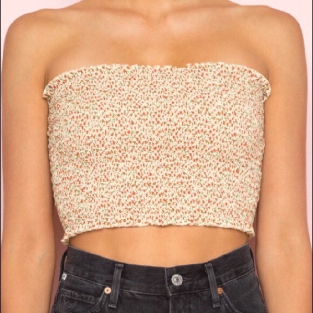 Brandy Melville Yellow Floral Cleo Tube Top